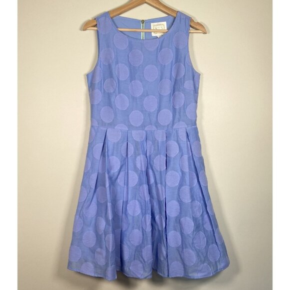 Sail To Sable Periwinkle Blue Polka Dot Shift Dress Size 6 Resortwear Fit Flare - Picture 1 of 11